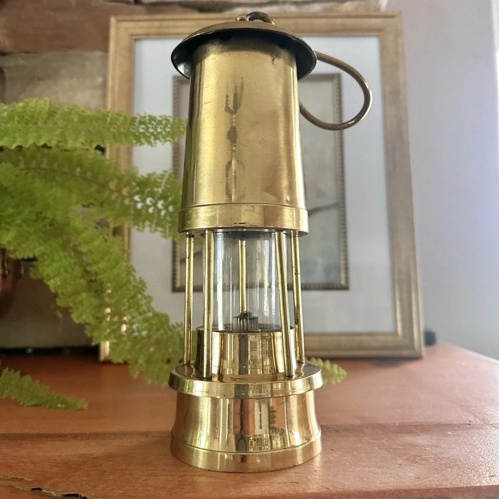 Vintage Brass Miner Style Oil Lantern Hanging Lamp Made in India 8